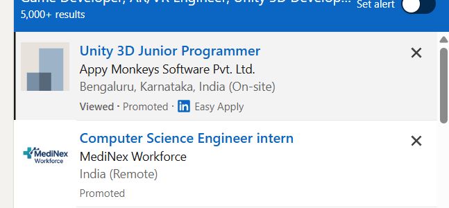 AR/VR Development (Unity) internship jobs in Latina