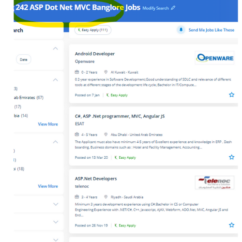 ASP.NET MVC internship jobs in Florence
