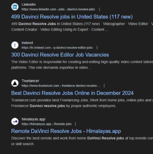 Davinci Resolve internship jobs in Modena