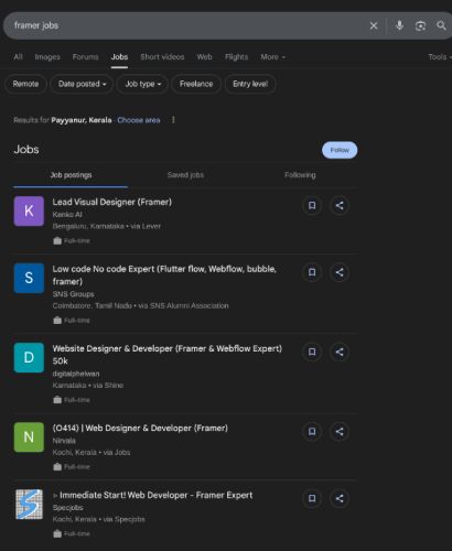 Framer internship jobs in Modena