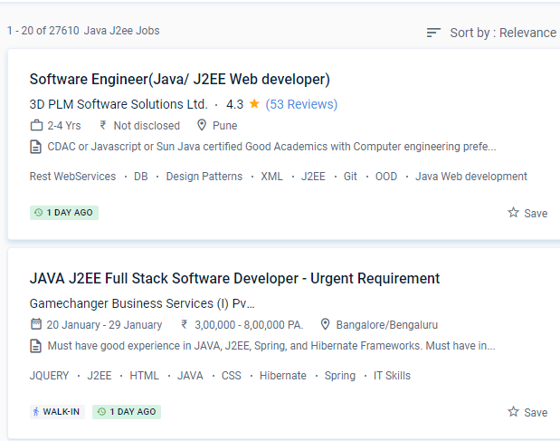 Java J2EE internship jobs in Cremona
