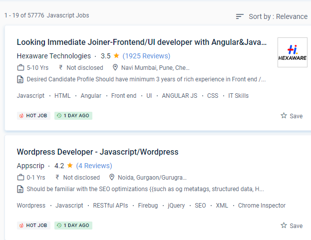 JavaScript internship jobs in Bergamo