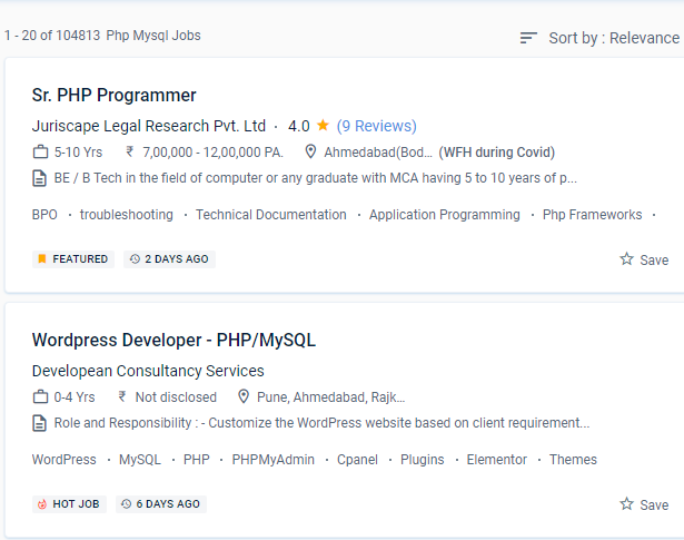 Php/MySQL internship jobs in Parma