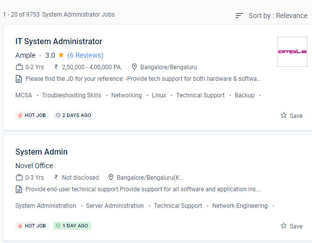 System Administration internship jobs in Modena